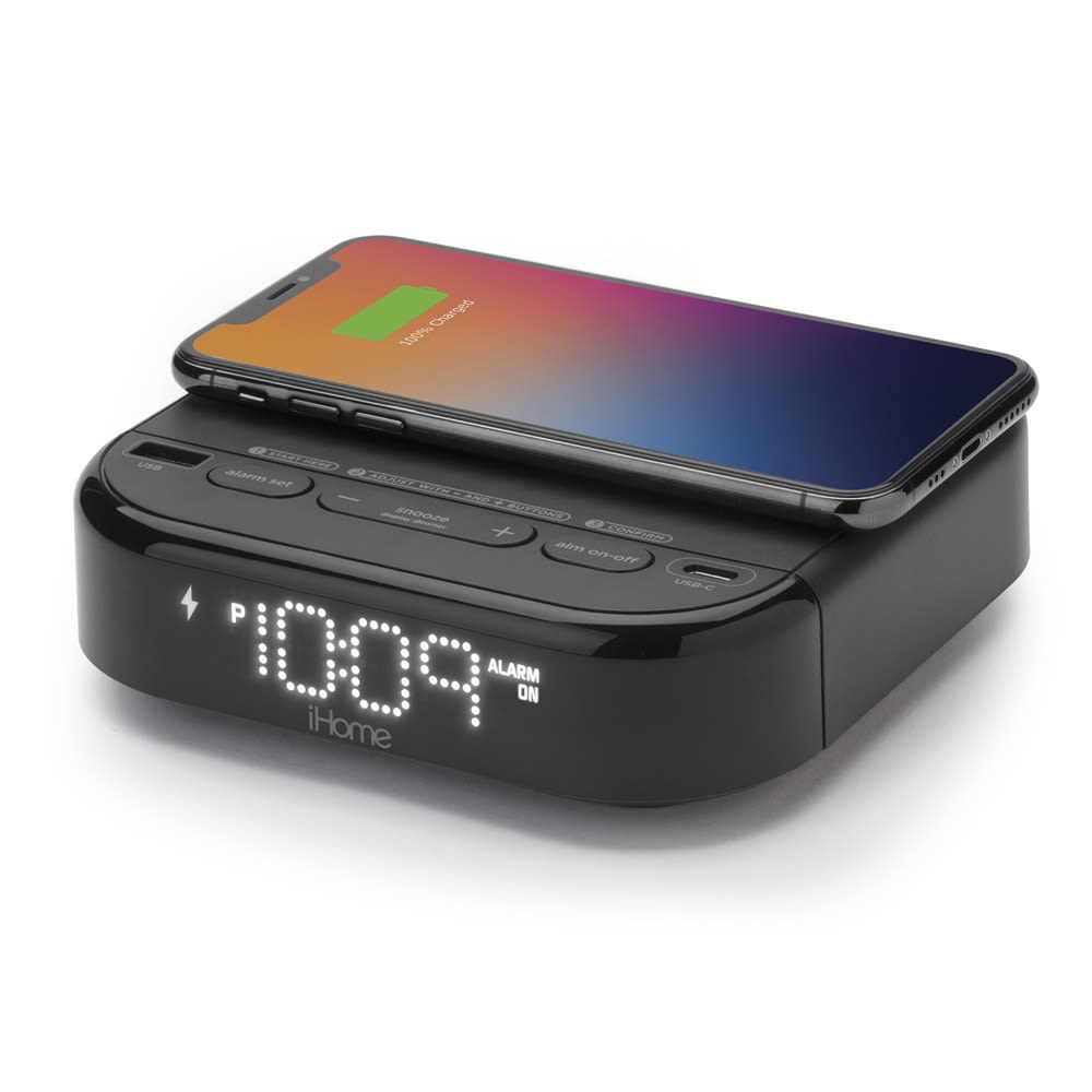 GuestSupply CA | iHome HW22 Alarm Clock with Wireless Charging and